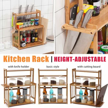 

3 Layers Bamboo Storage Rack Kitchen Spice Jar Bottle Seasoning Rack Decoration Organizer Shelf Home Desktop Racks