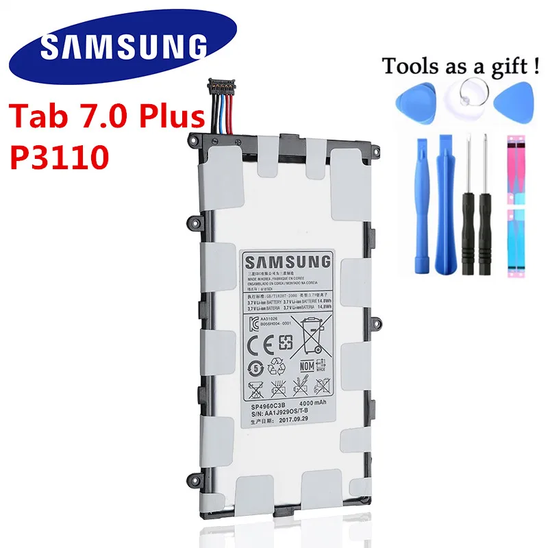 Аккумулятор для samsung SP4960C3B 4000 мАч для samsung Galaxy Tab7.0 Plus P3110 P3100 P6200 P6210 запасная батарея планшета
