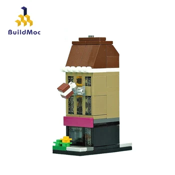 

BuildMoc Mini City Street Architecture Bookstore MOC Building Blocks City House Modular Bricks Educational Toys For Kids Gifts