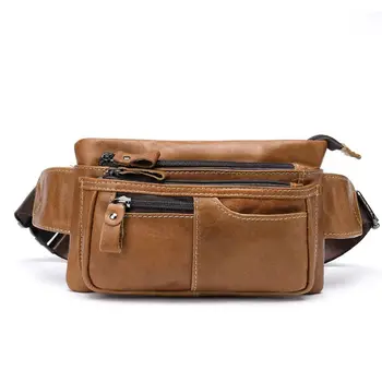 

Men Vintage Leather Waist Pack Fanny Pack Hip Purse Travel Hiking Bum Bag Belt Phone Pouch