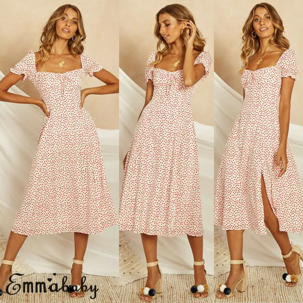 Летнее платье Boho с цветочным принтом для женщин 2019 винтажное элегантное