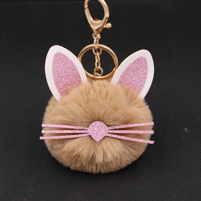 Pompom Ball Key Chains Rabbit  Fur Ball Keychain Accessories - Pom  Keychains Fur - Aliexpress
