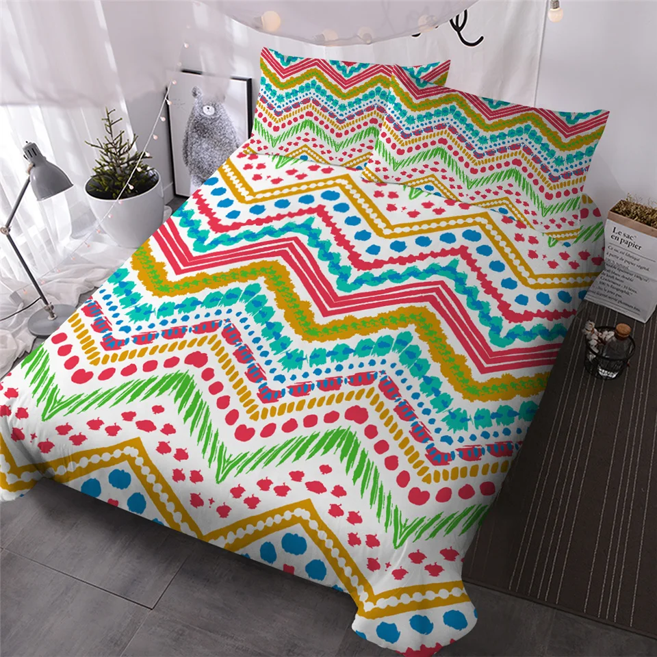 9 BlessLiving Colorful Bedding Set Geometric Comforter Cover Watercolor Galaxy Luxury Bed Set Waves Camouflage Home Textiles 3PCS - Цвет: 9