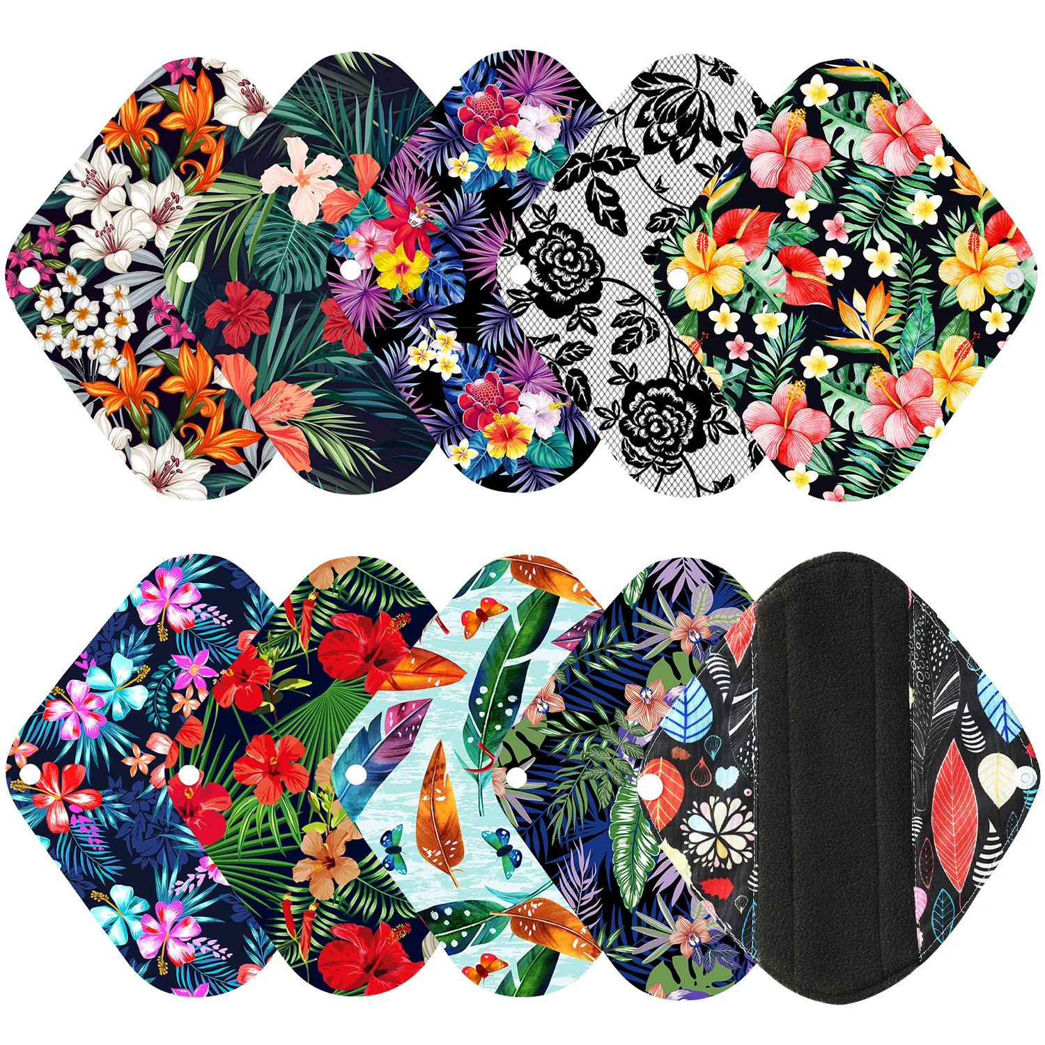 

Jmoott Health Feminine Hygiene bamboo Charcoal Panty Liner, Reusable Waterproof Menstrual Cloth Sanitary Pads 17.5*20cm