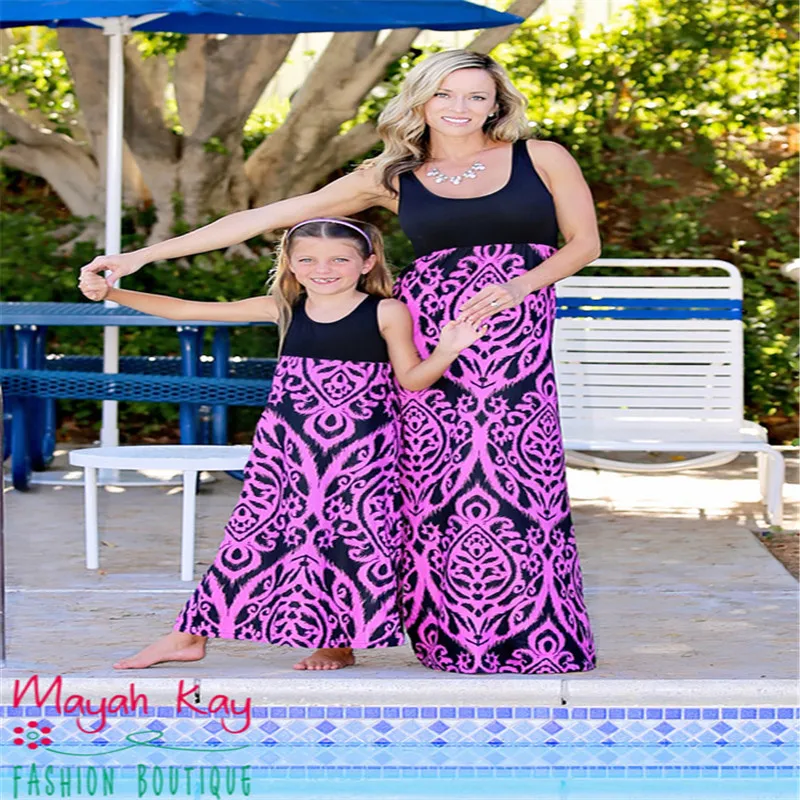 

Cute Baby Romper Summer Dress Mother And kids Casual Button Dress Solid Matching Mom Baby Family Clothes Outfits Cotton Dress