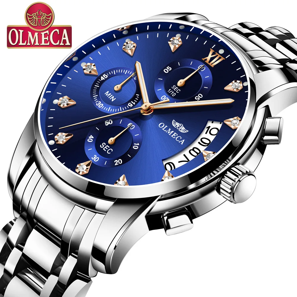 

Olmeca Diamond Surface MEN'S Watch Three-Eyed 6-Pin Multi-functional Non-Machinery Quartz Waterproof Steel Watch Men Clock