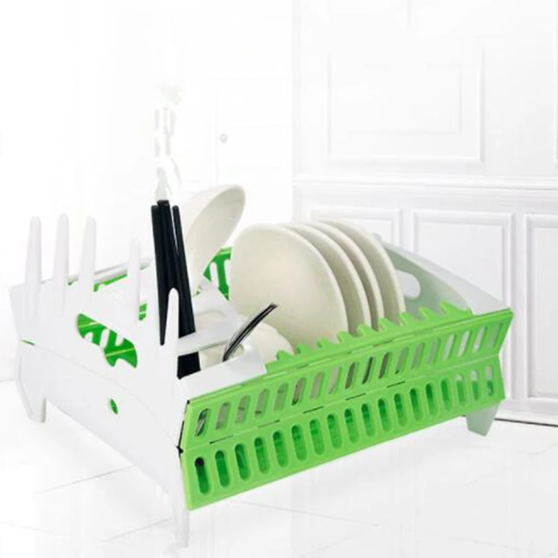 Creative Foldable Dish Rack Kitchen Storage Holder Drainer Bowl Tableware Plate Portable Drying Rack Home Shelf Dinnerware Organ