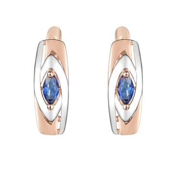 

FJ Women 585 Rose Gold Color Dark Blue Mixed White Drop Earrings