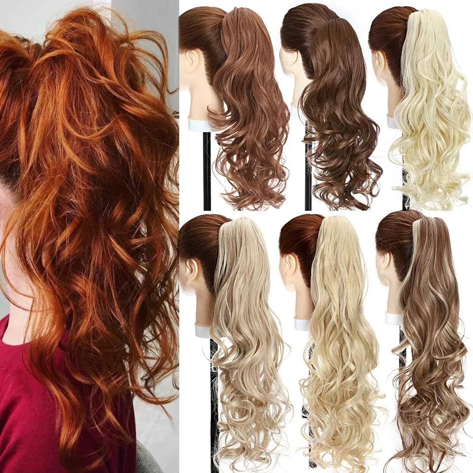 S-noilite Synthetic Long Wavy Fake Ponytail Extension Hair Three Types Claw On Ponytail Hair Extensions Women Hairpiece