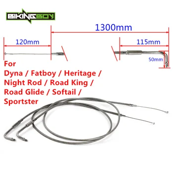 

BIKINGBOY 31.5“ 35.4“ 39.4“ 43.3“ 47.2“ 51.2“ Steel Throttle Cable Wire Line Low Rider Street Bob Super Glide FLSTF FLSTC Delux