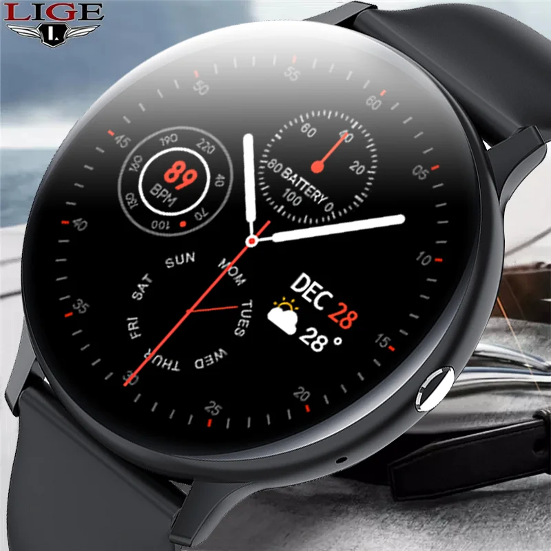 Reloj inteligente con llamadas y Bluetooth para hombre y mujer, completamente táctil, rastreador de fitness, presión arterial, 2021