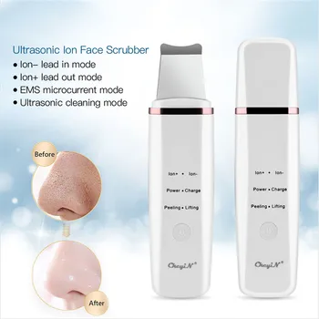 

Ultrasonic Skin Scrubber Red Blue Light Therapy Blackhead Removal Face Cleaning Wrinkles Spots Dirt Reduce Comedones Extractor