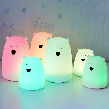 

Silicone Night Light Bedside Lamp Cute Bear Shape Light Children Cute Night Lamp Bedroom Kid Light Gift Pressure Reducing Toy