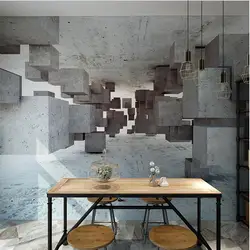 3D стереоскопический промышленный ветер серый цемент кирпичная стена бумага абстрактная роспись для кофе декор для ресторана