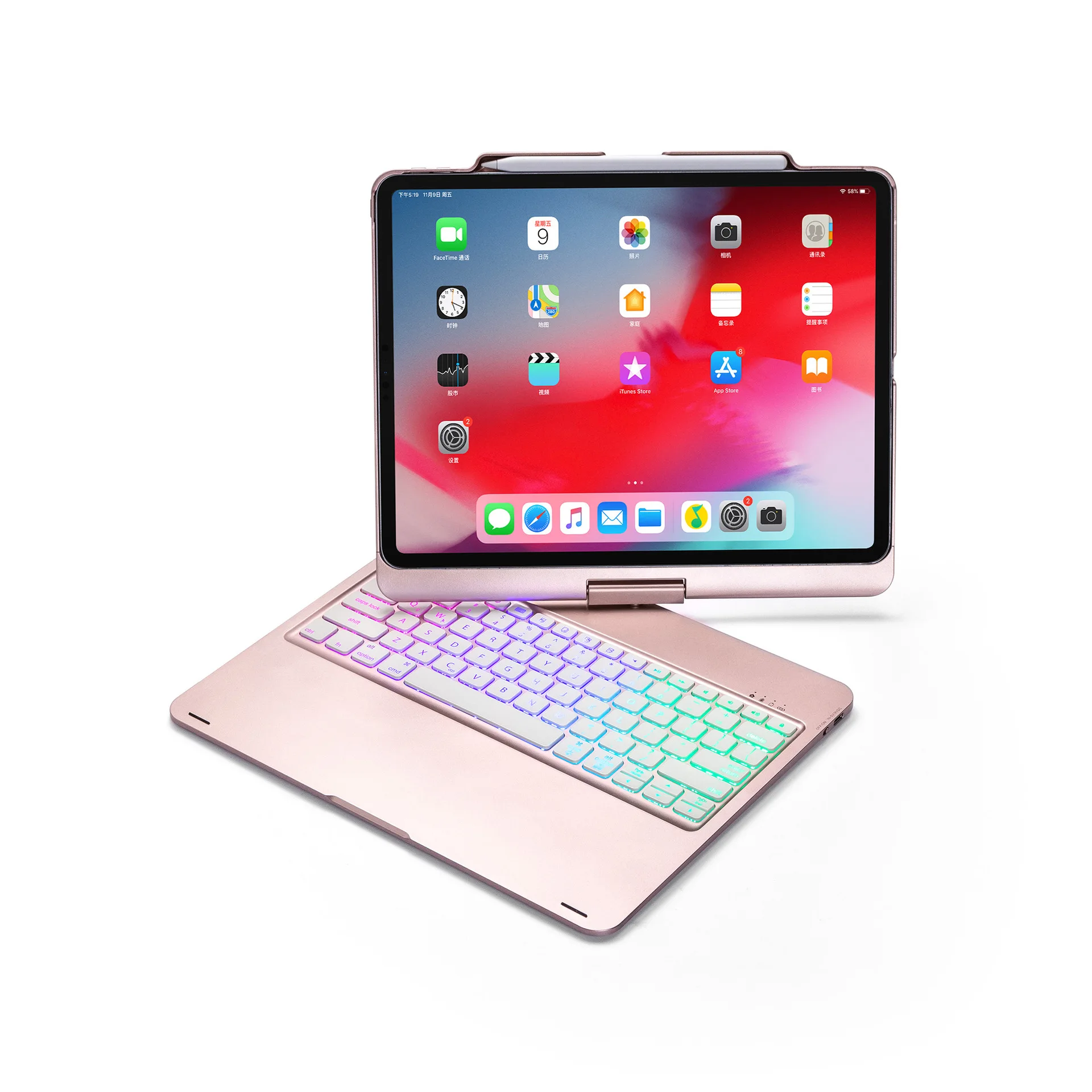 

Factory Direct Selling 2018new iPad Pro12.9 Tablet PC Wireless Bluetooth Keyboard Case with Colorful Backlight