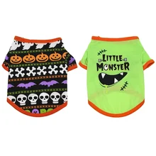 Щенок собака Хэллоуин кошка жилет одежда рубашка для маленькой собаки одежда футболка мужская с кошкой летняя одежда для собак Ropa Perro jorkie Бульдог