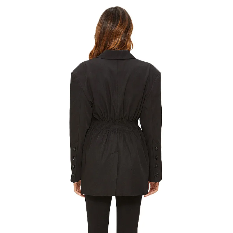Fashion Single Button Blazer Coat Women Black Long Sleeve Winter Outwear New Arrival Office Lady Female Coats Slim Waist