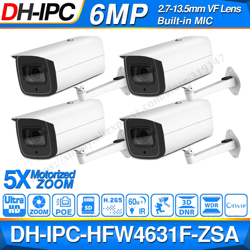 Оптовая продажа сетевая IP камера DH IPC HFW4631F ZSA 6 МП объектив VF 2 7 13 5 мм 60 м Разъем для