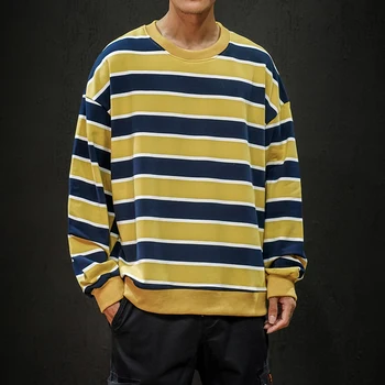 

Men's polo shirt autumn 2019 new slim stripe print polo shirt loose casual round collar individuality young men's wear