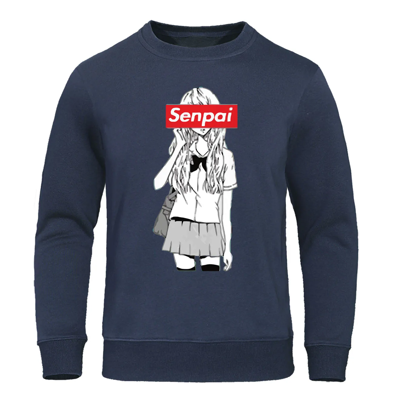 dark blue 6 Осень зима мужские толстовки Senpai аниме девушка Nerdy печати Толстовка манга уличная Теплая мужская толстовка унисекс Harajuku одежда - Цвет: dark blue 6
