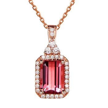 

little square ruby gemstones red crystal small pendant necklaces for women diamonds 14k rose gold choker jewelry bijoux bague