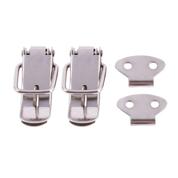 

2x Case Chest Spring Loaded Draw Lock stainless steel Toggle Latch Hasp Silver