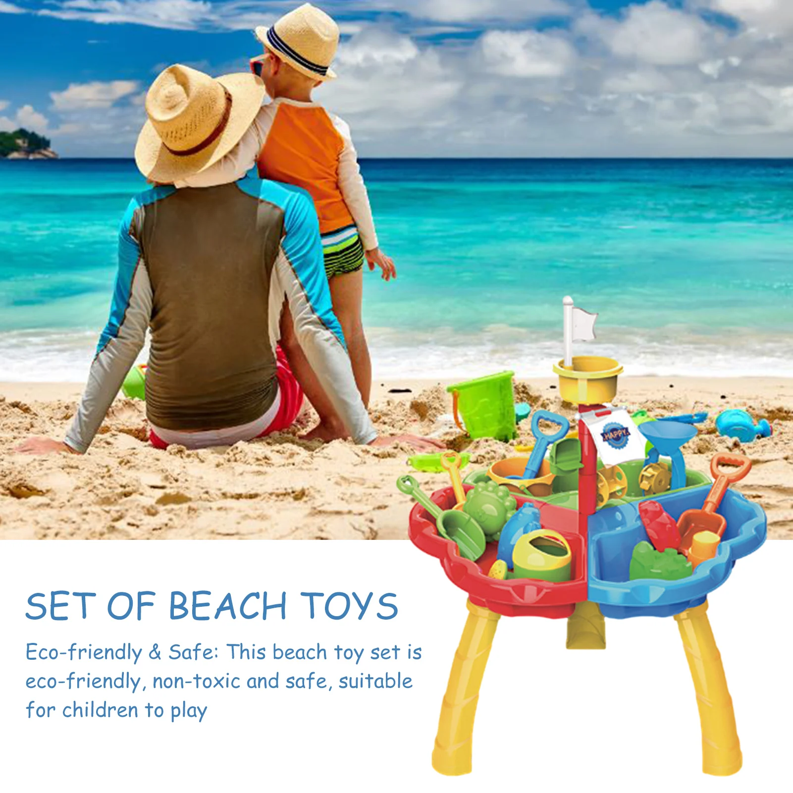 Beach Toys Set Sand Play Sandpit Toy Water Table Beach Play Activity Table For Toddlers Summer Outdoor Sand Toy 6