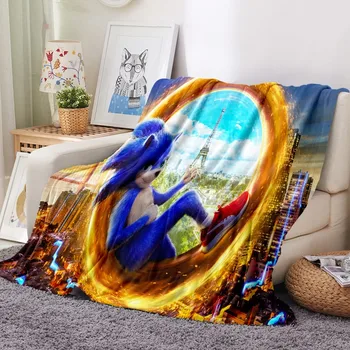 

Cartoon Flannel Blanket 3D Print Sonic Fleece Blanket For Bedroom Throw Blanket For Kids Bedspread Blanket Funny Fluffy Blanket
