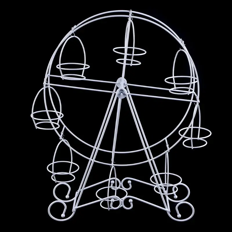8 Cups Metal Rotating Ferris Wheel Cupcake Dessert Stand Cake Holder Display Birthday Wedding Decoration Party Supplies