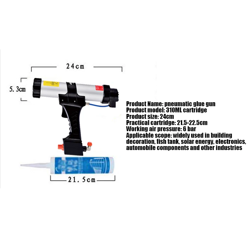 310ML Sealant Glass Glue Spray Gun Pneumatic Sealant Gun Air Valve Silicone Sausages Caulking Tool Air Rubber Gun 4