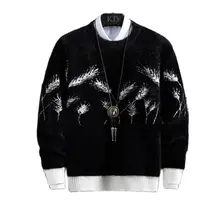 

New Winter Christmas Sweater Wheat ears Print Mens Sweaters Casual O-neck Male Pullovers Slim Sweaters Pull Men