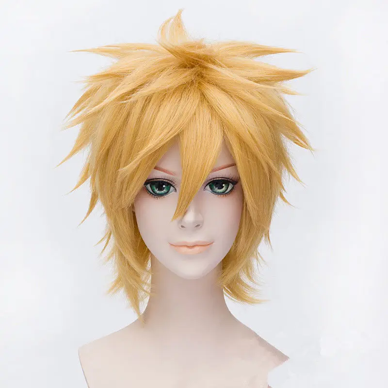 cute halloween costumes Uzumaki Wigs Golden Short Fluffy Shaggy Layered Heat Resistant Synthetic Hair Cosplay Costume Wig + Wig Cap cosplay