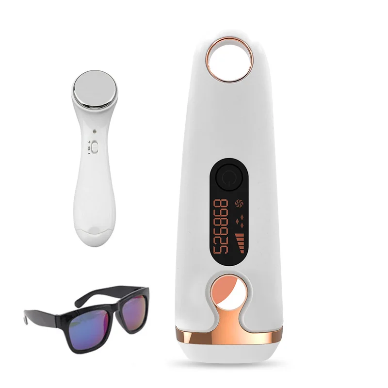 With Face Massager IPL лазерная эпиляция 500000 Flash lcd дисплей Эпилятор постоянный Триммер бикини безболезненный Vancostar электрический эпилятор лазер - Цвет: With Face Massager