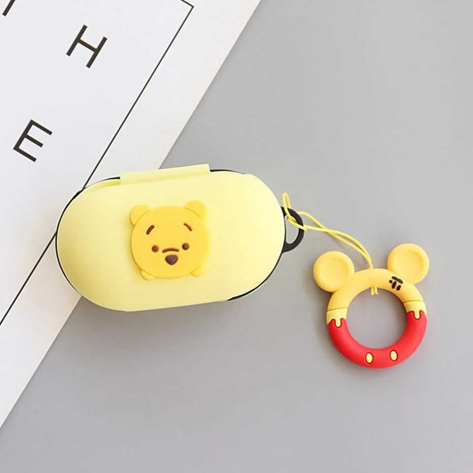Милый силиконовый чехол для samsung Galaxy Buds чехол Bluetooth наушники Беспроводная зарядка для наушников с кольцом на палец - Цвет: A