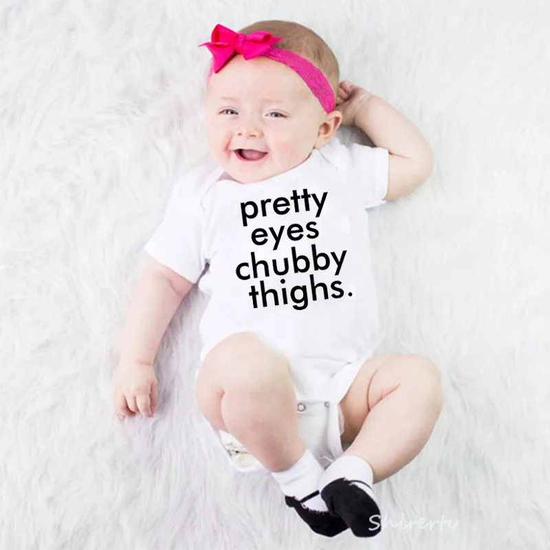 pretty eyes chubby thighs Baby Onesie Summer Newborn Toddler Baby Boys Girls Cotton Romper