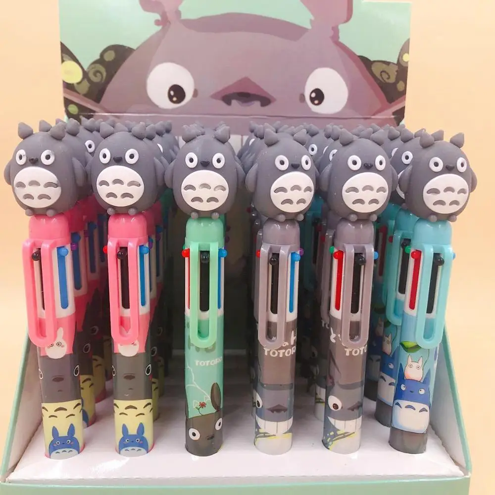 

36 Pcs/Lot Cartoon Totoro 6 Colors Ballpoint Pens Cute Press Roller Ball pens School Office Writing Supplies Stationery Gift