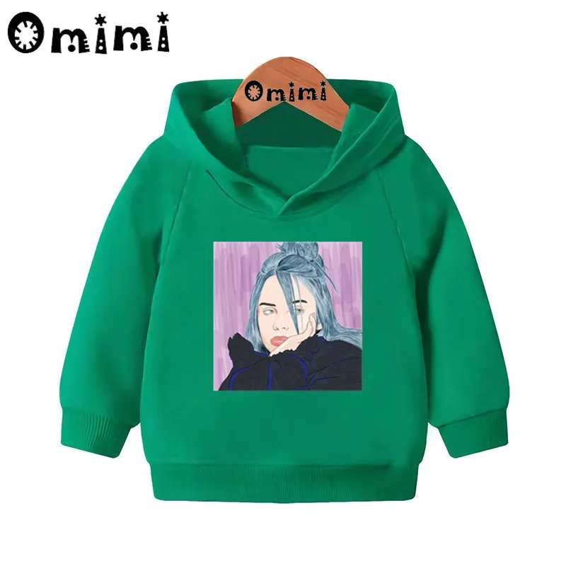 Детские толстовки Billie Eilish в стиле хип-хоп детские толстовки с капюшоном пуловер для малышей Топы для маленьких девочек и мальчиков, осенняя одежда KMT5265