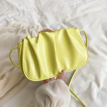 

Fashion Cloud-wrapped Soft PU Leather Small Bag Shoulder Slant Dumpling Bag Handbag Day Clutches Pleated Messenger Crossbody Bag