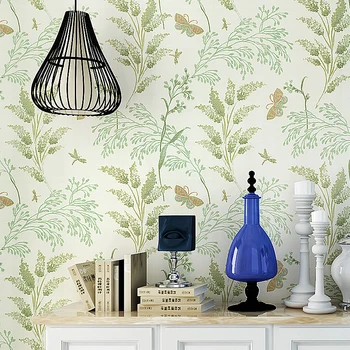

100x53cm American Pastoral Style Wallpaper Wall Decals Fresh Elegant Green Plant Wall Decor For Living Room Bedroom Wall Paper