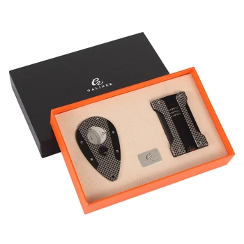 

GALINER Cigar Cutter Lighter 1 Jet Flame Torch Lighter Pocket Metal Sharp Cigars Cutter Windproof Strong Lighters Cutter Set