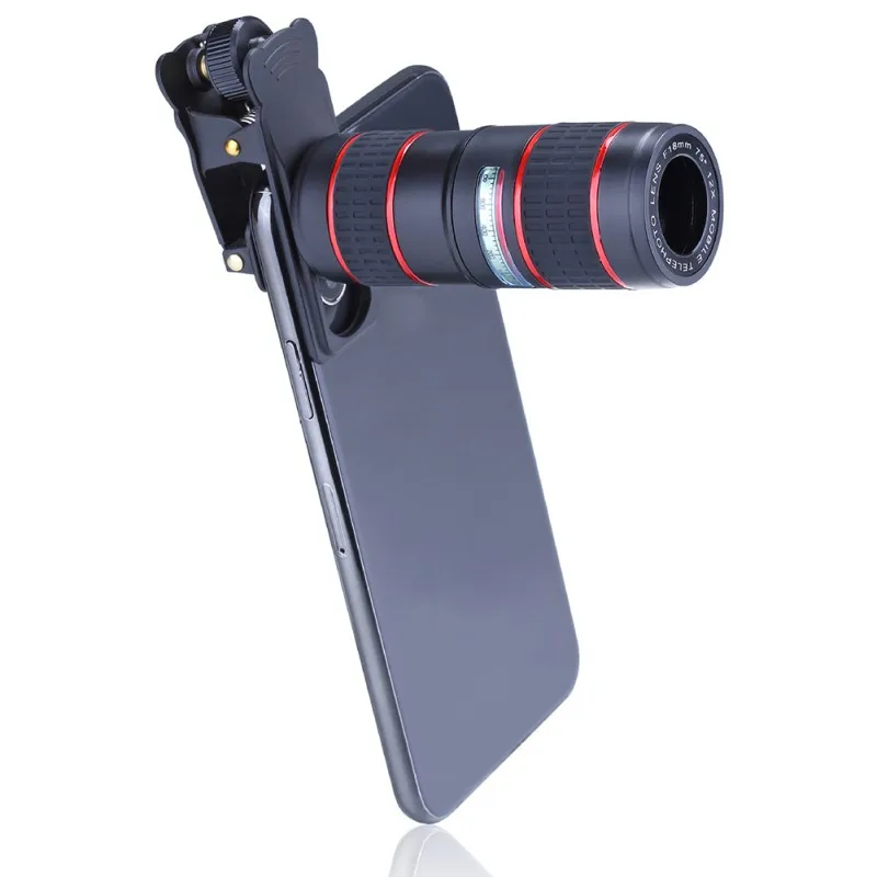 

5 In 1 12X Adjustable Telephoto Lens Wide Micro-Angle Fisheye Lenses With Portable Case