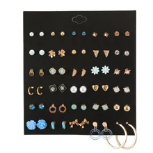Мода 30 пар/уп. женские массивные серьги-гвоздики с кристаллами, наборы для женщин, пирсинг, жемчужный бант, сердце, лист, звезда, цветок, серьги