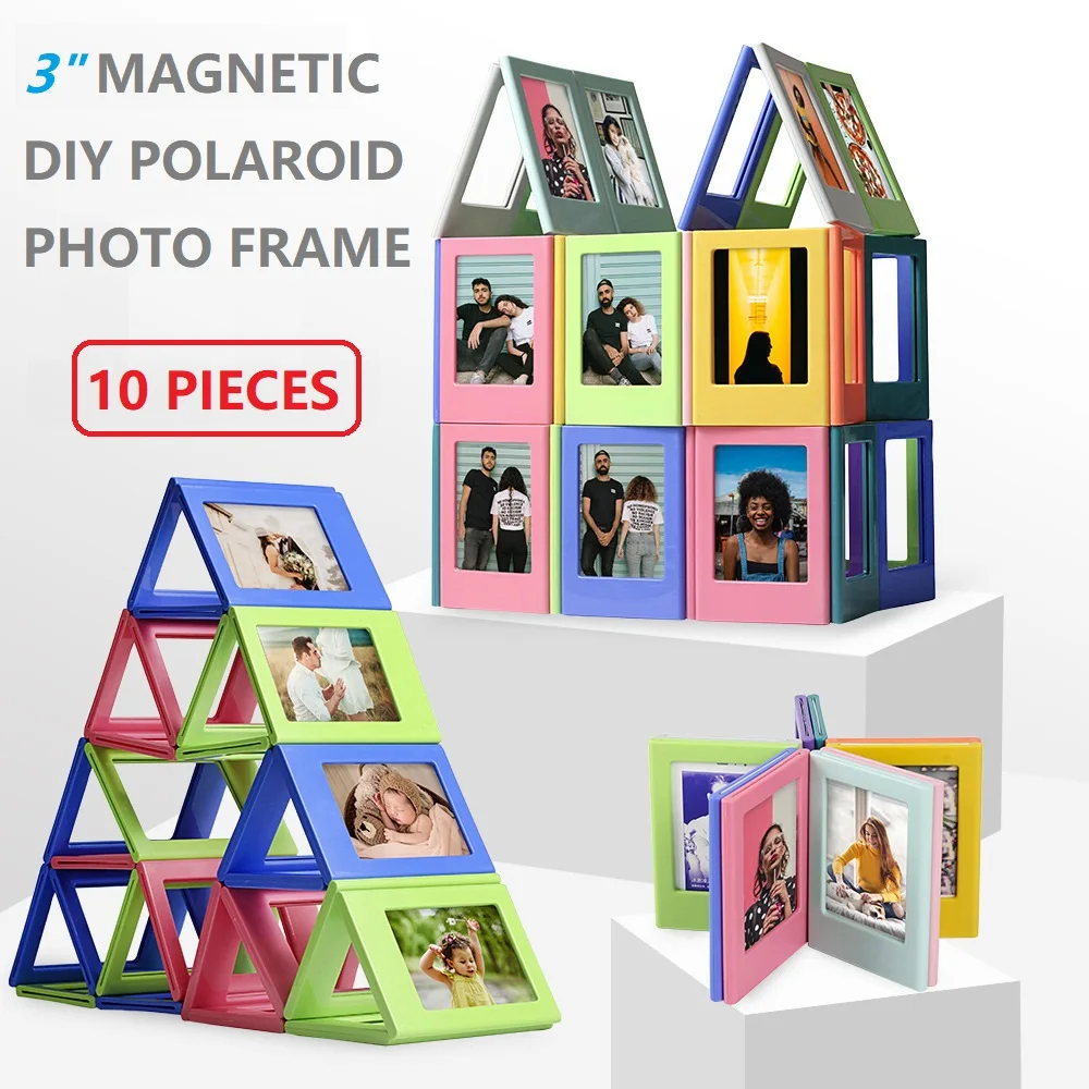 10 Pcs Polaroid Mini Photo Frame 3 Pollici Diy Candy Color Magnetic Block Desk Frame Decorazione Magica