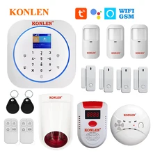 Приложение Tuya wifi GSM сигнализация Беспроводная охранная Домашняя безопасность Google Alexa умная камера PIR детектор дыма Солнечная Сирена