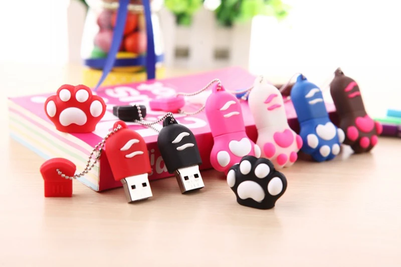 Флэш-накопитель 128 ГБ милые кошачьи когти USB флеш-накопитель 1Гб ТБ 512 ГБ 256 ГБ 128 ГБ флэш-накопитель USB пользовательских 2,0 Memory Stick фляга диск на открытом воздухе