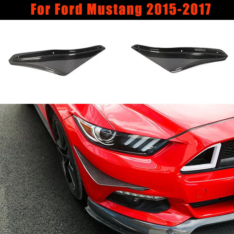 

Glossy Black Carbon Fiber Front Bumper Fins Vents Fender For Ford Mustang 2015 2016 2017