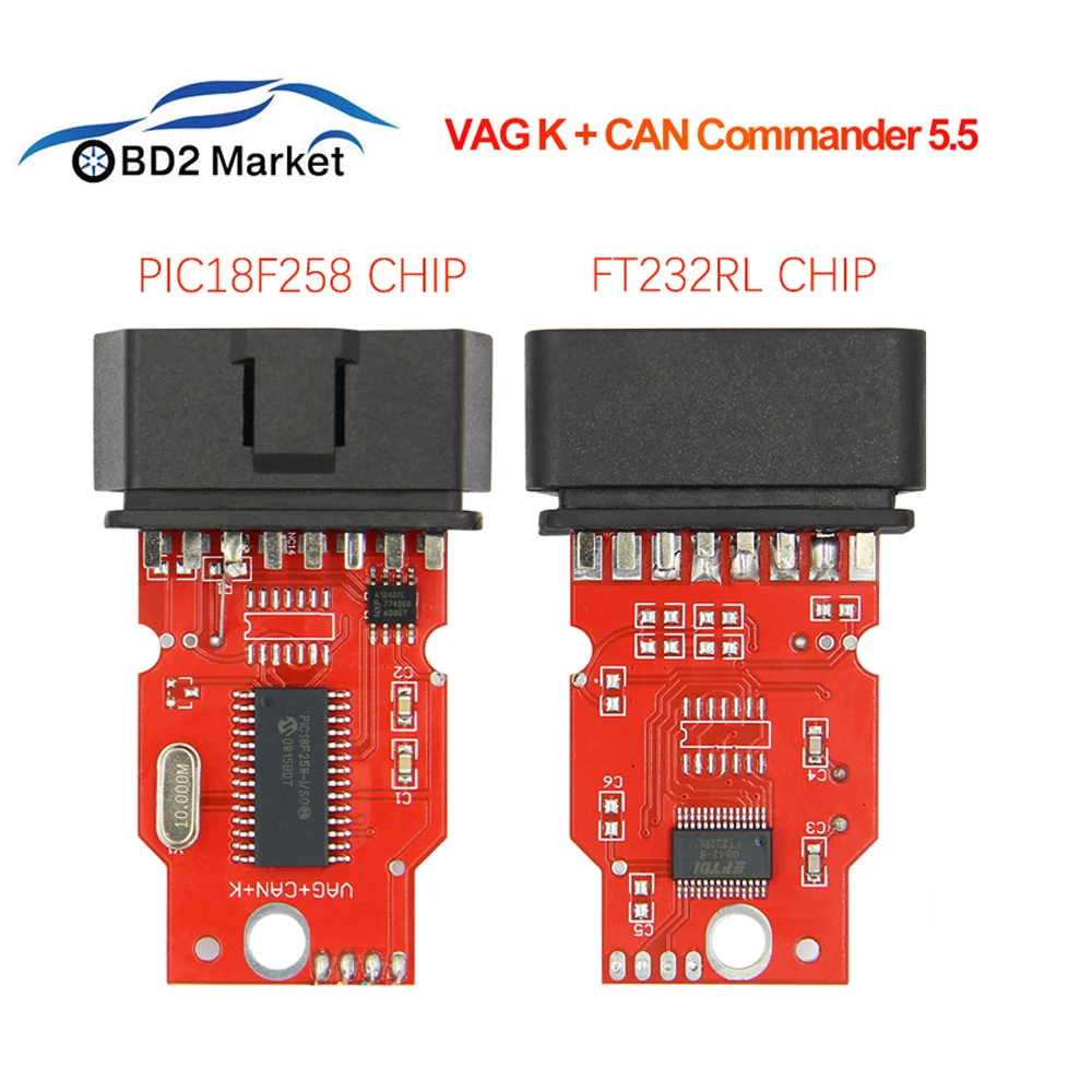 VAG K + CAN Commander 5.5 com FT232RL PIC18F258 Chip OBD2 OBD2 Cabo De Diagnóstico OBD para VW/SKODA/SEAT/AUDI