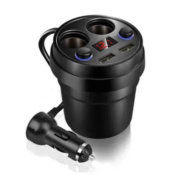

Cup-Type Car Charger Holder Dual USB with Cable Cigarette Lighter Car Phone Charger Mount for Cell Phone