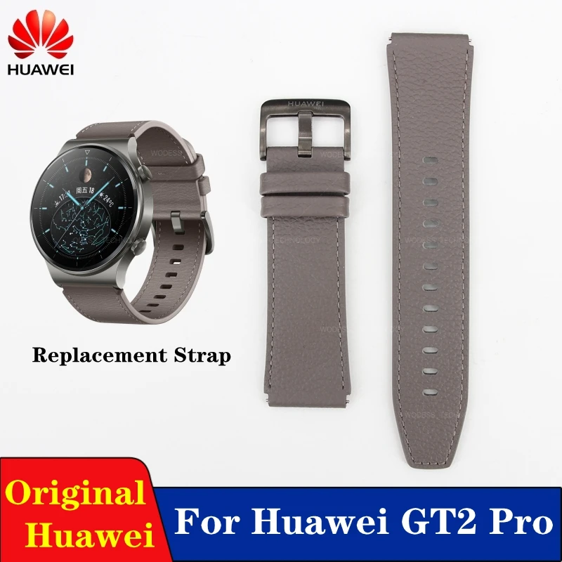 Original 22มม.Fluoroelastomer สายหนังแท้สำหรับ Huawei GT2 Pro นาฬิกา