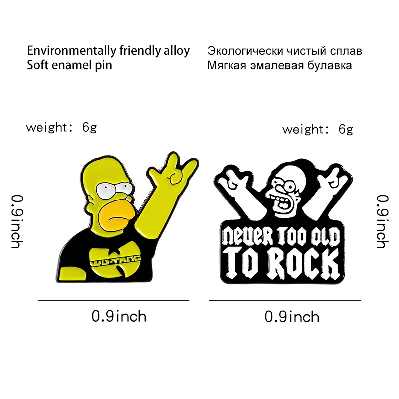 Брошь в виде рок Симпсона, эмалированная булавка в виде забавного персонажа из мультфильма, ювелирный подарок для женщин и мужчин